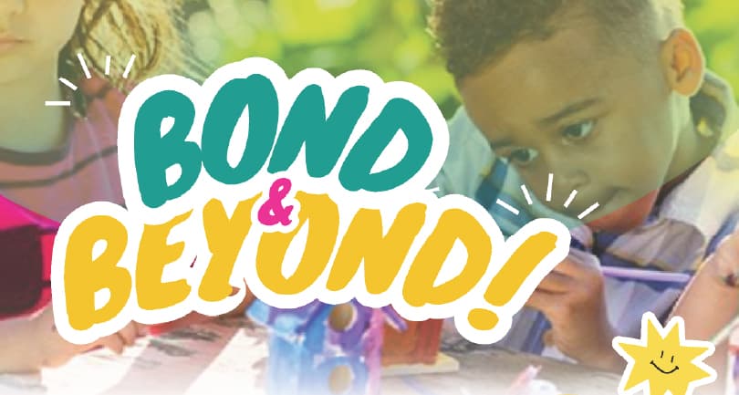 Bond and Beyond promotional banner — children and families at a community event